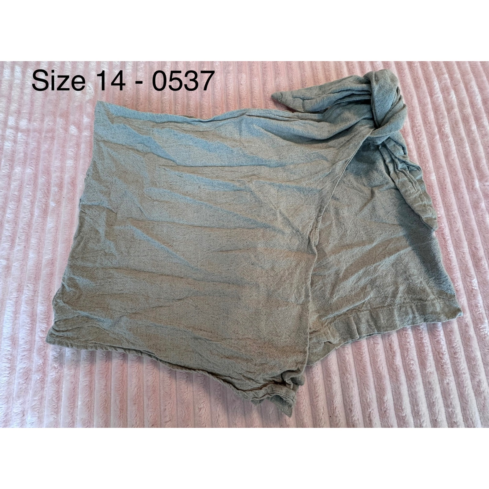 A New Day Womens Beige Linen Blend Wrap Front Tie Shorts Size 14 Khaki Skort